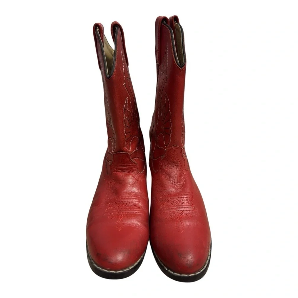Masterson Red Leather Cowboy Boots - Big Kids Size 5.5 Western Rodeo Boots